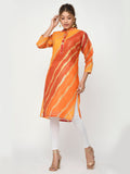 Women Green & Pink Floral Straight Ajastha Kurta