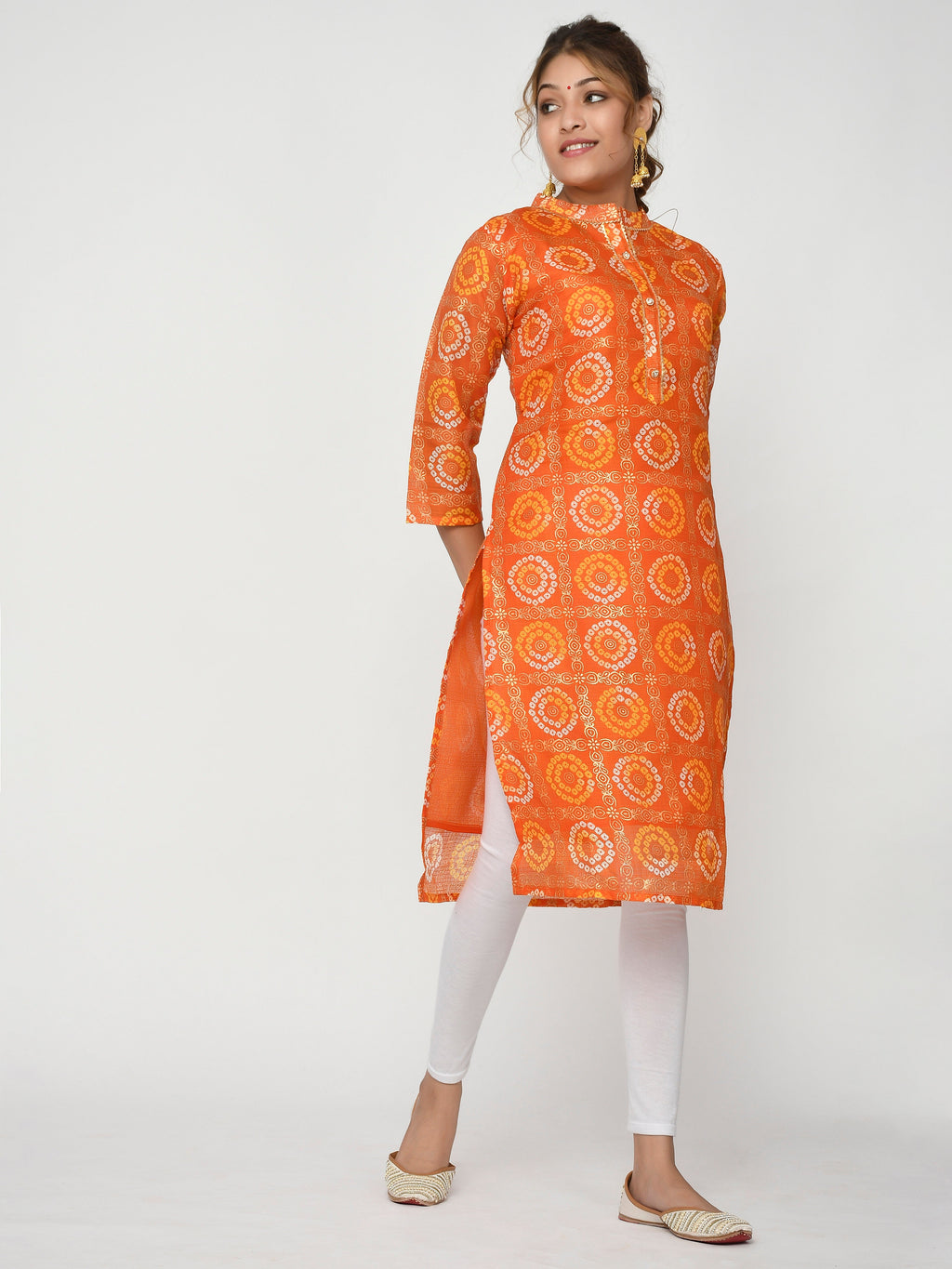Women Green & Pink Floral Straight Ajanta Kurta