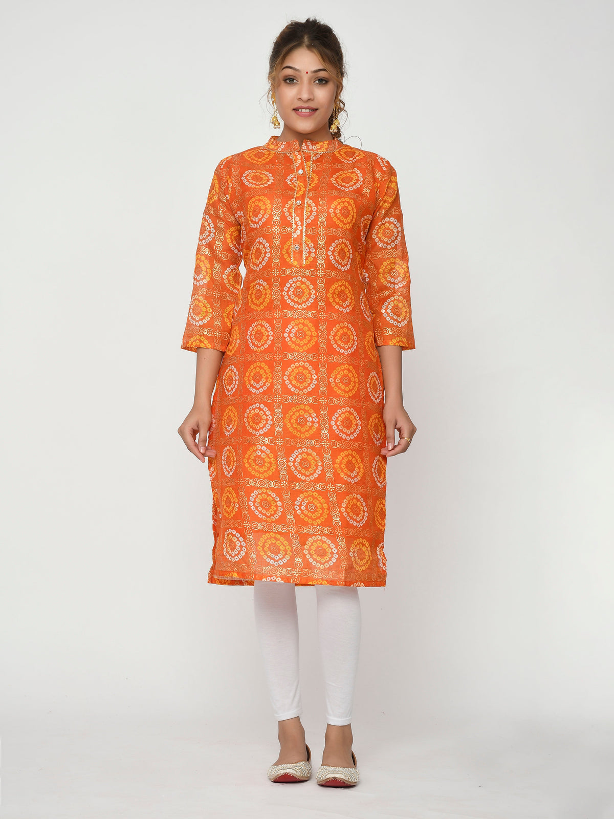 Women Green & Pink Floral Straight Ajanta Kurta