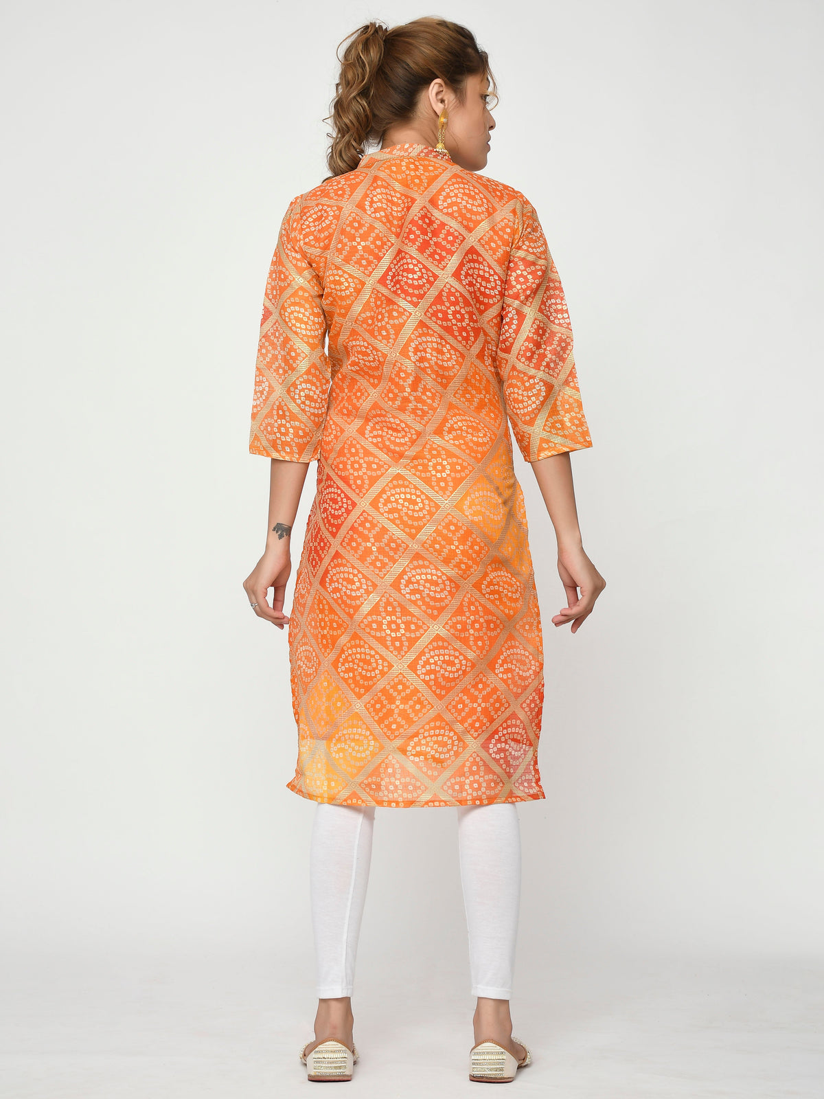 Women Peach & Pink Floral Straight Advaita Kurta