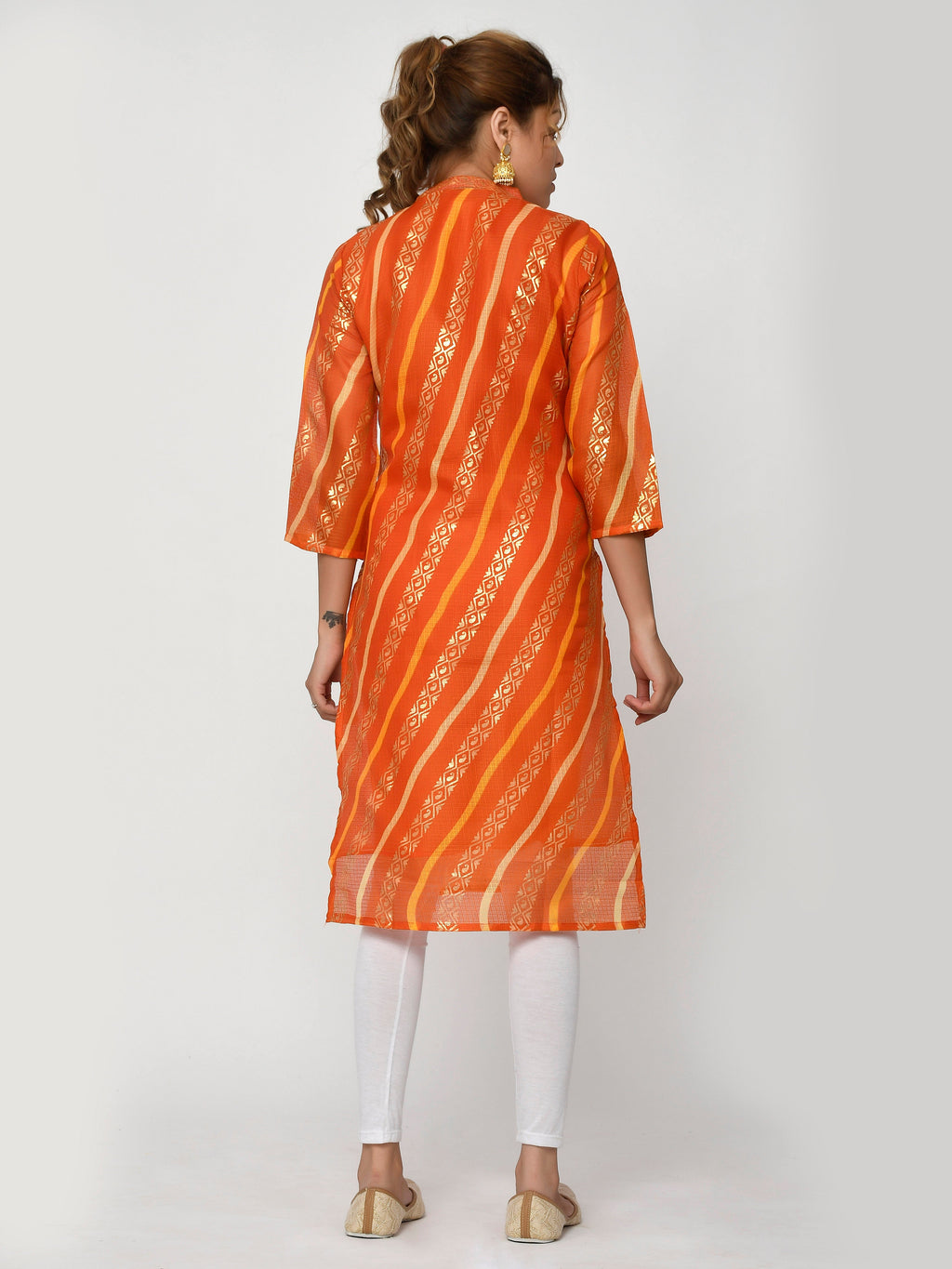 Women Peach & Pink Floral Straight Abhitha Kurta