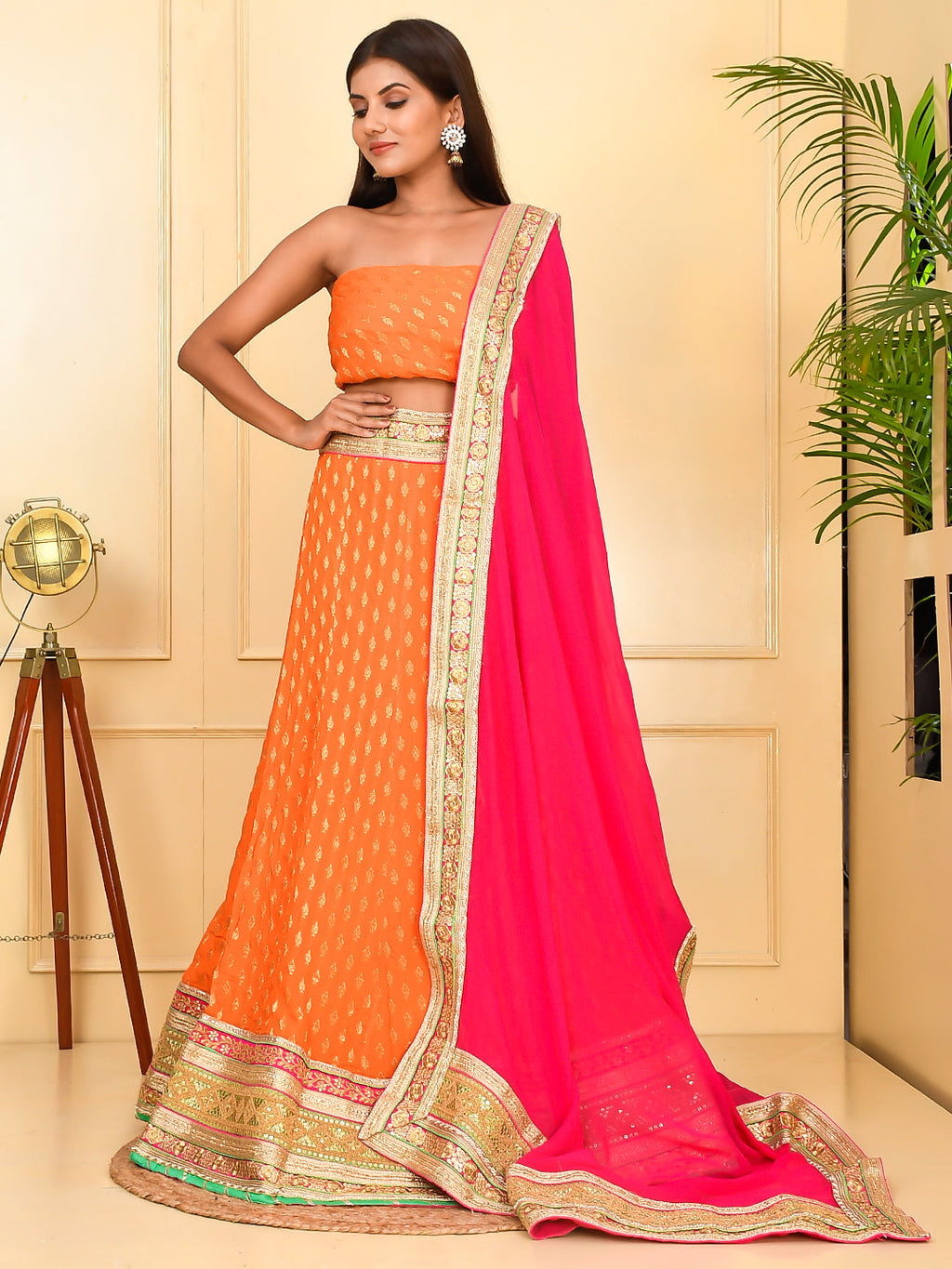 Silk Block Print Heavy Ready to Wear Lehenga With Unstiched Blouse