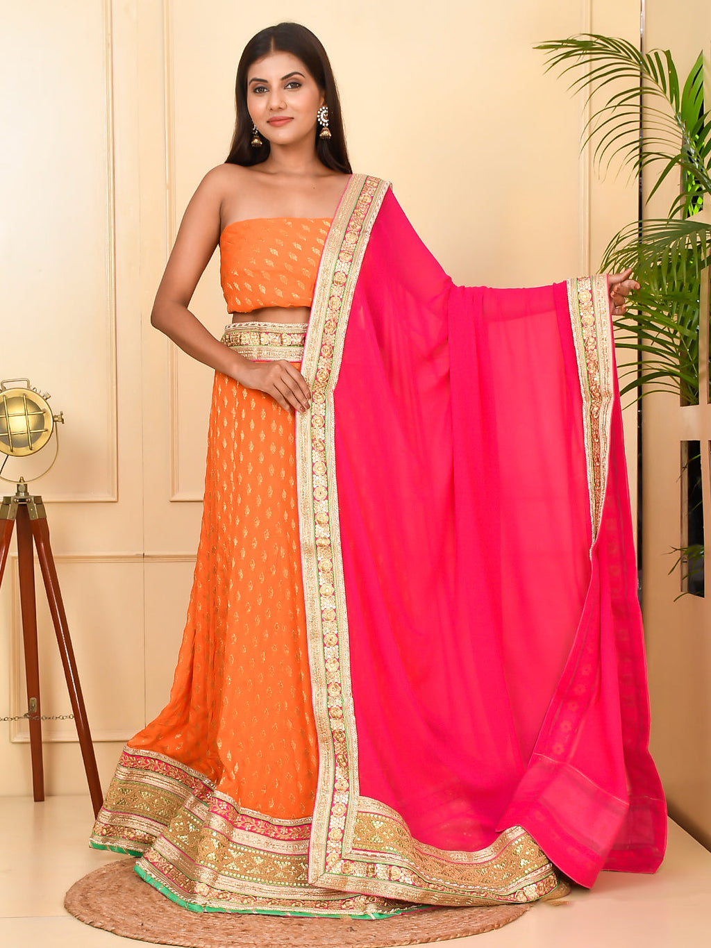 Silk Block Print Heavy Ready to Wear Lehenga With Unstiched Blouse