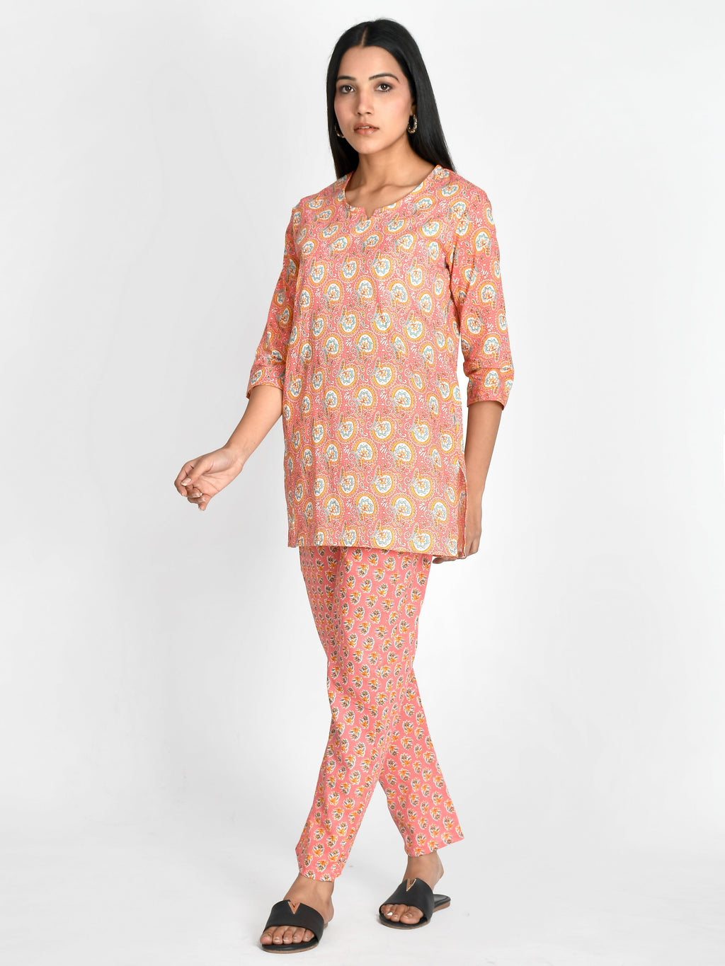 Women Peach Colored Night Suit For Girls
