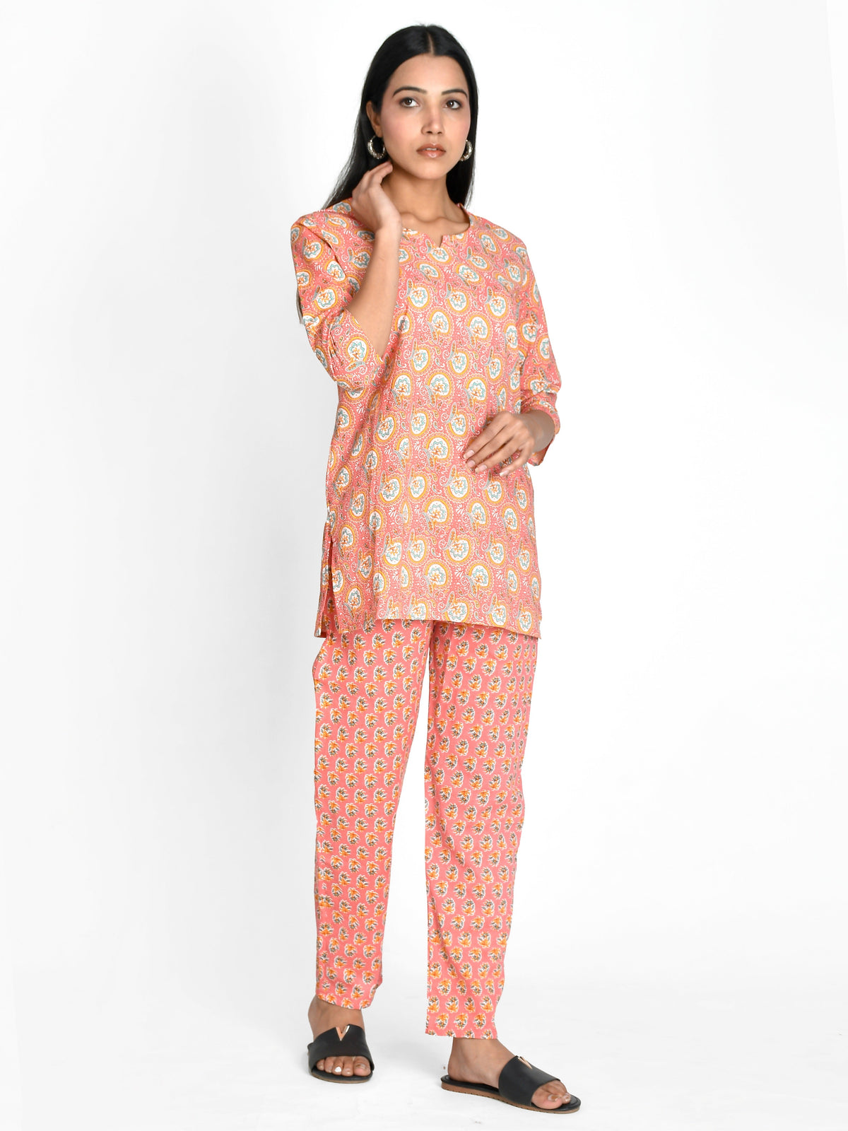 Women Peach Colored Night Suit For Girls