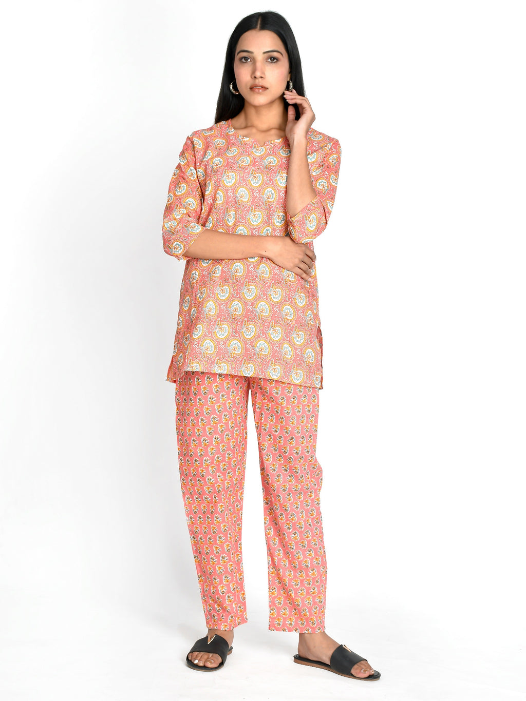 Women Peach Colored Night Suit For Girls
