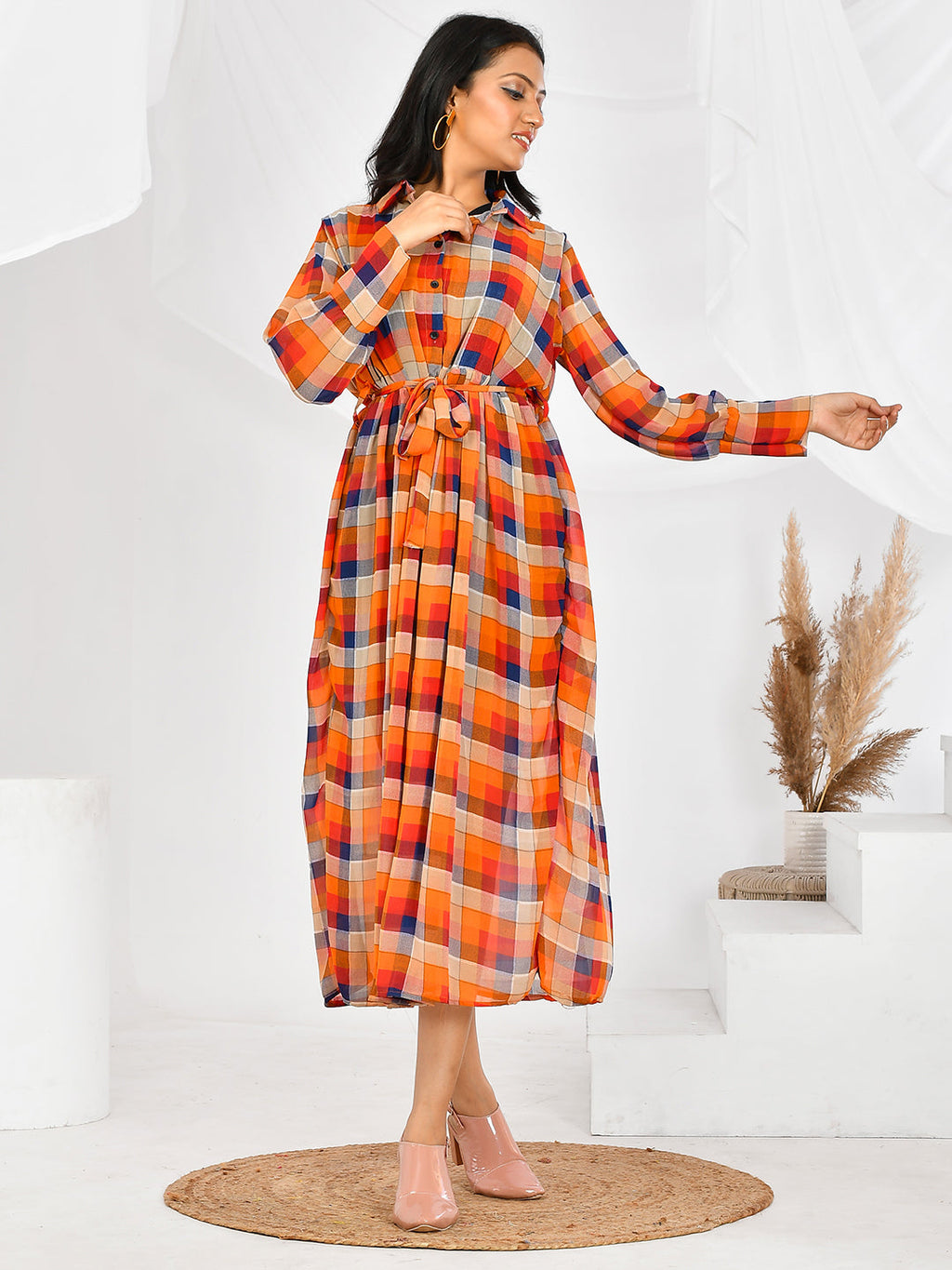 Red Checks Western Dresses for women & girls for party