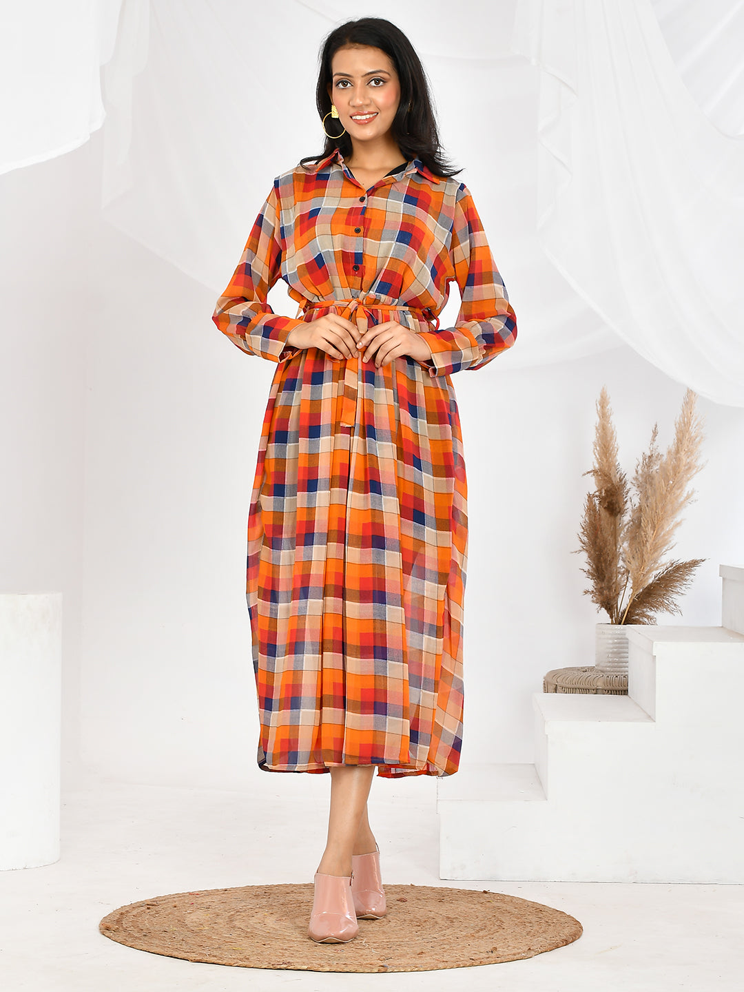 Red Checks Western Dresses for women & girls for party