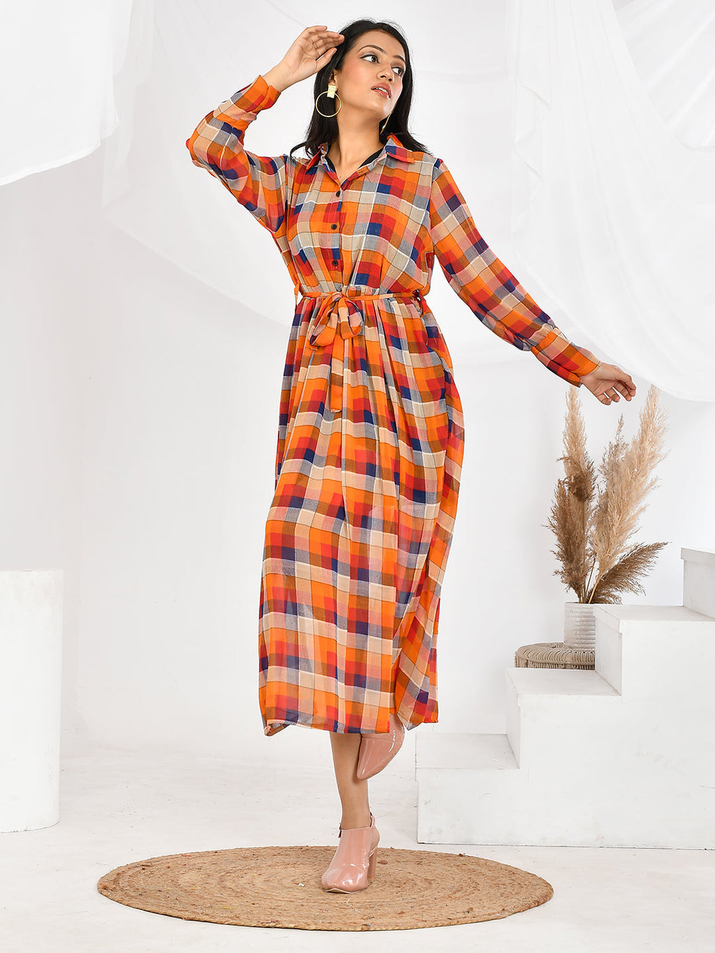 Red Checks Western Dresses for women & girls for party