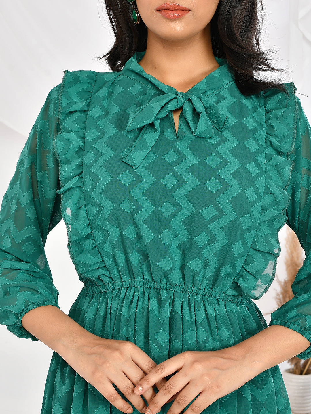Green Printed party wear western dresses for girls & women