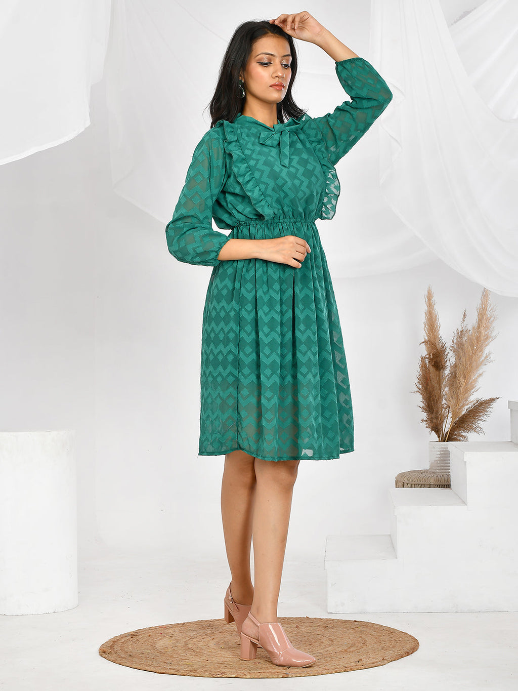 Green Printed party wear western dresses for girls & women
